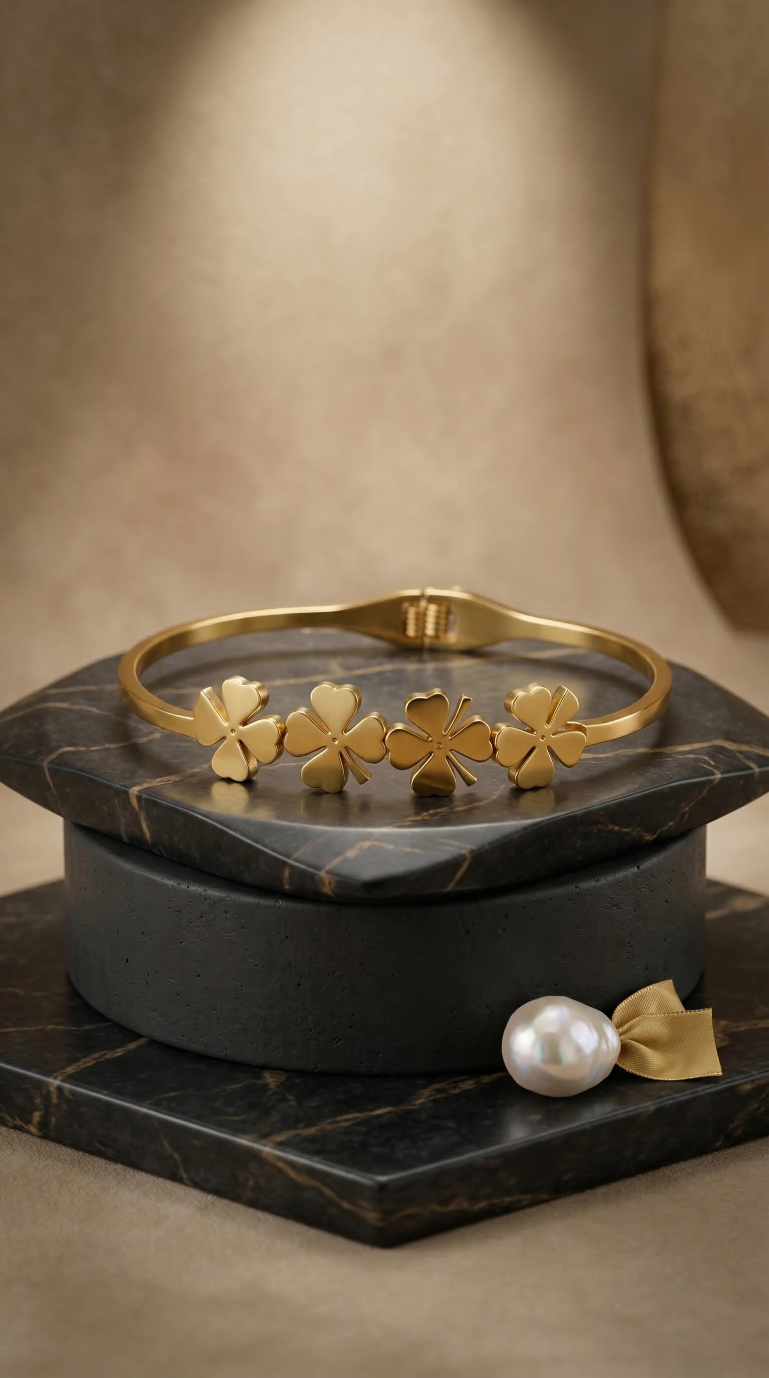 Gold Clover Charm Bracelet