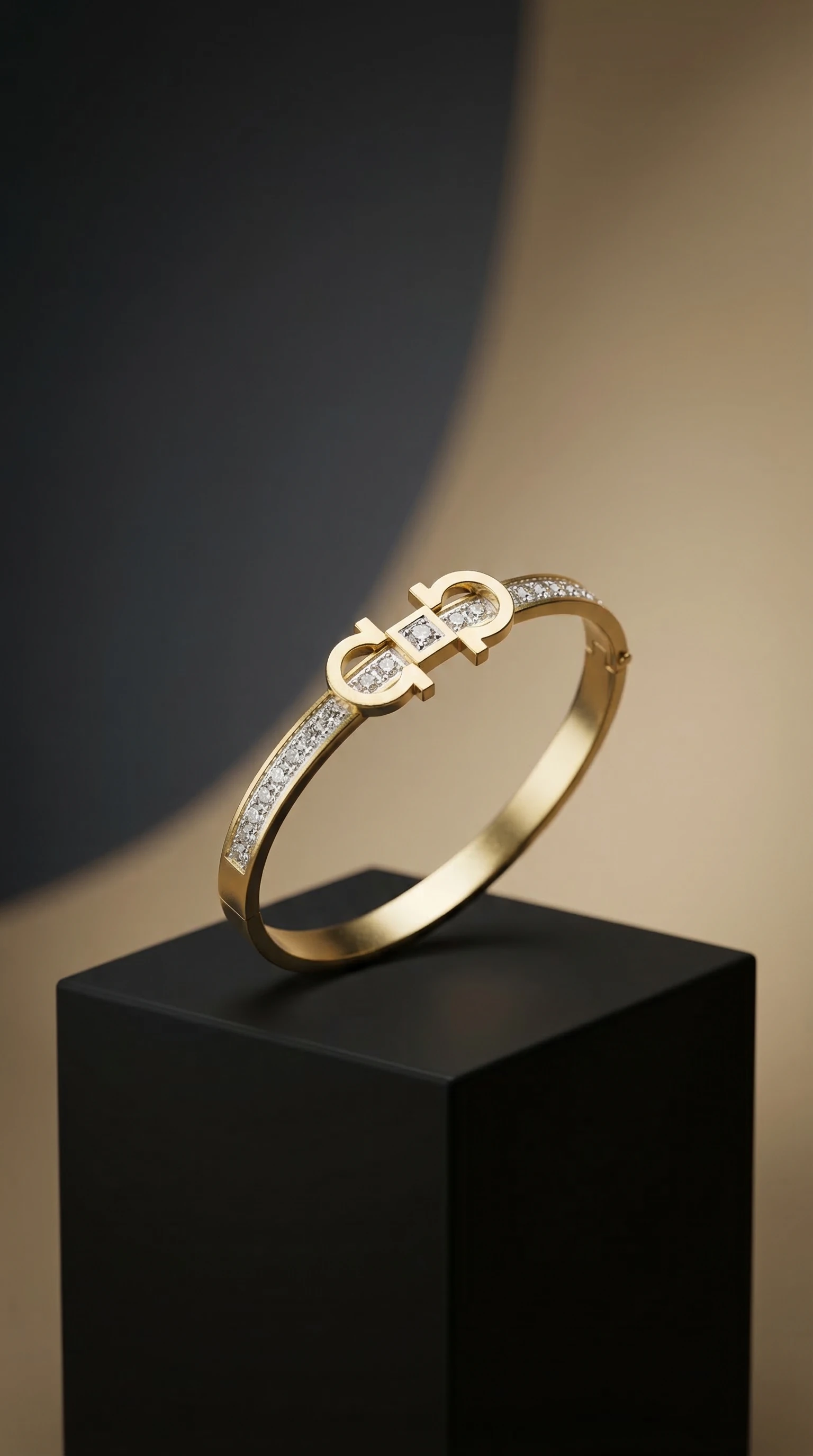 Gold & Crystal Buckle Accent Bracelet