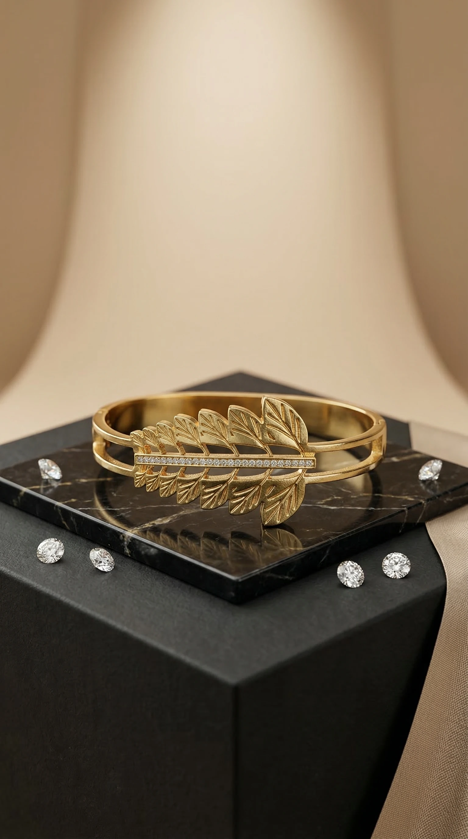 Gold Bar Cuff Bracelet with Crystal-Studded Bar