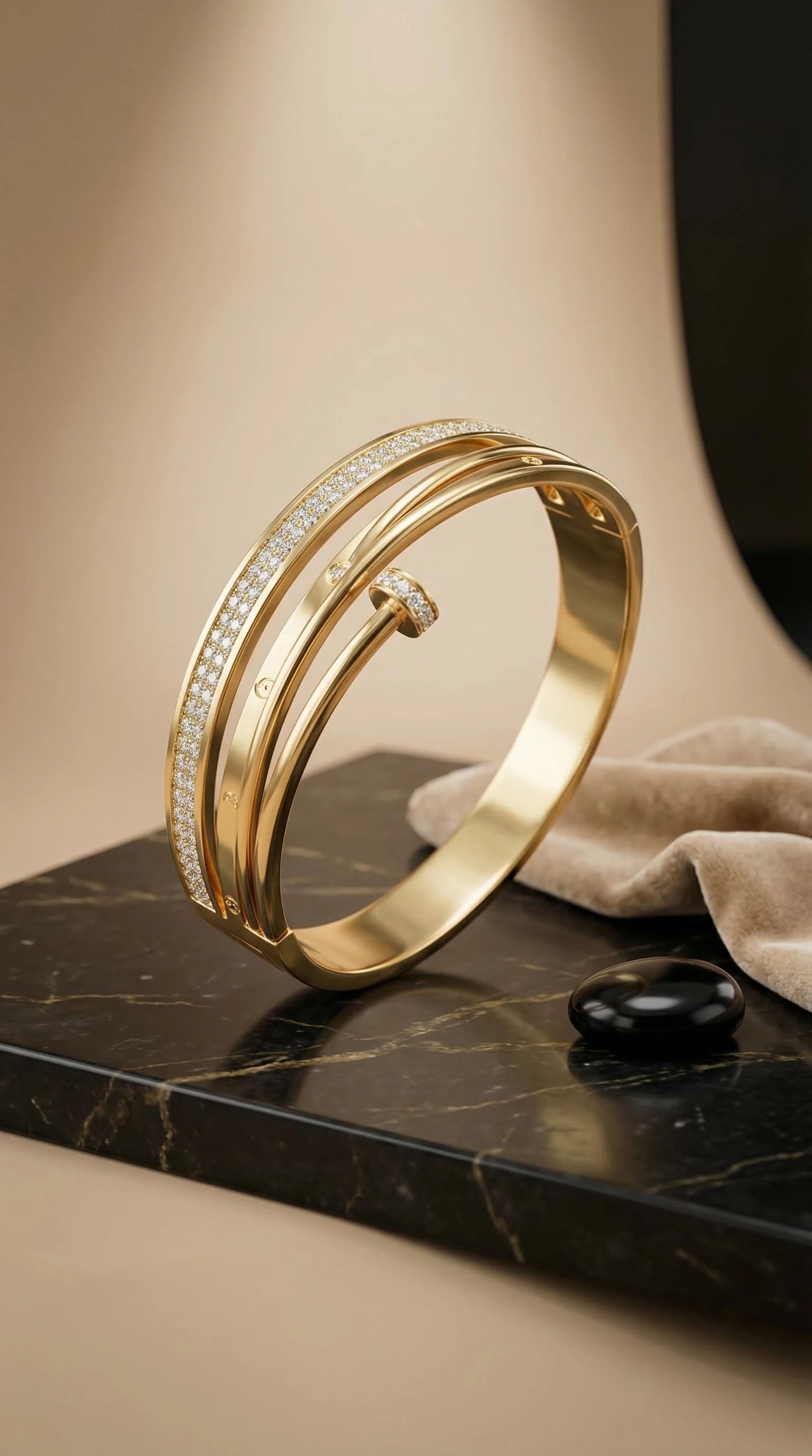Gold Chain Link Bracelet with Crystal Accents