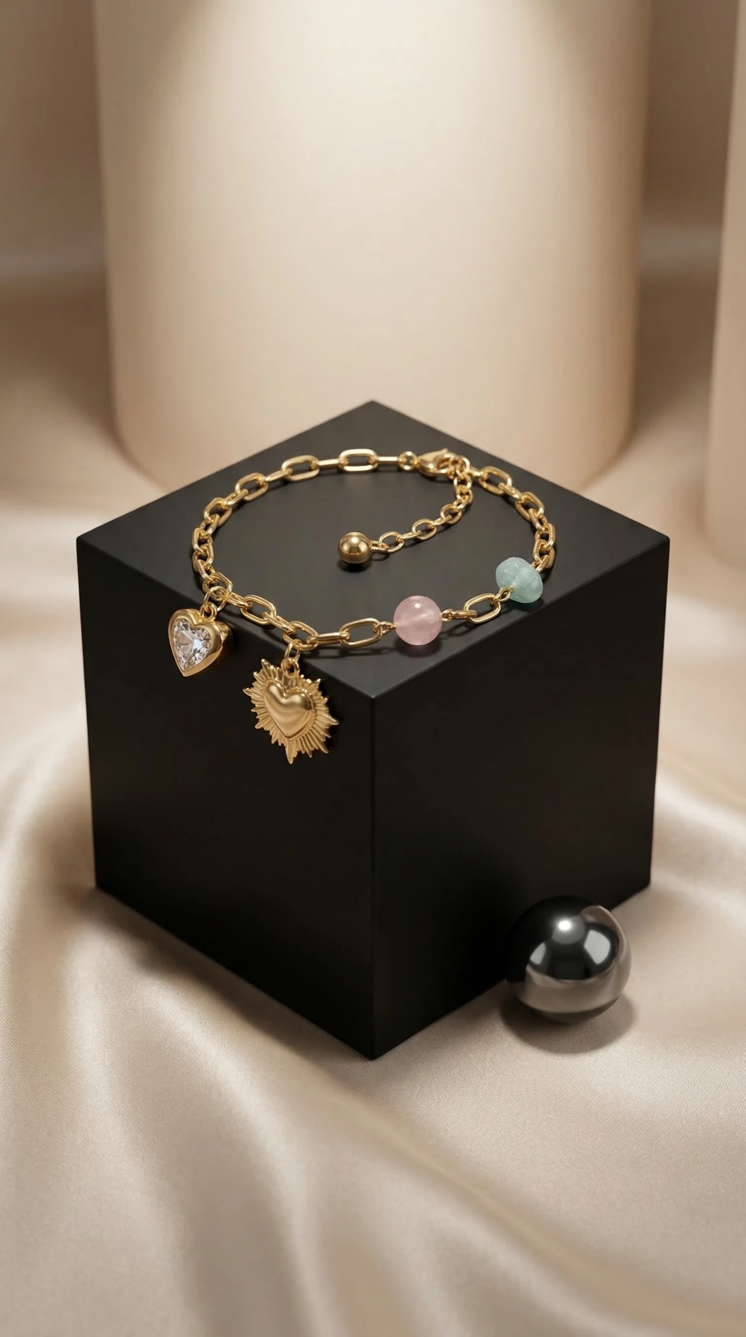 Celestial Heart Charm Gold Bracelet