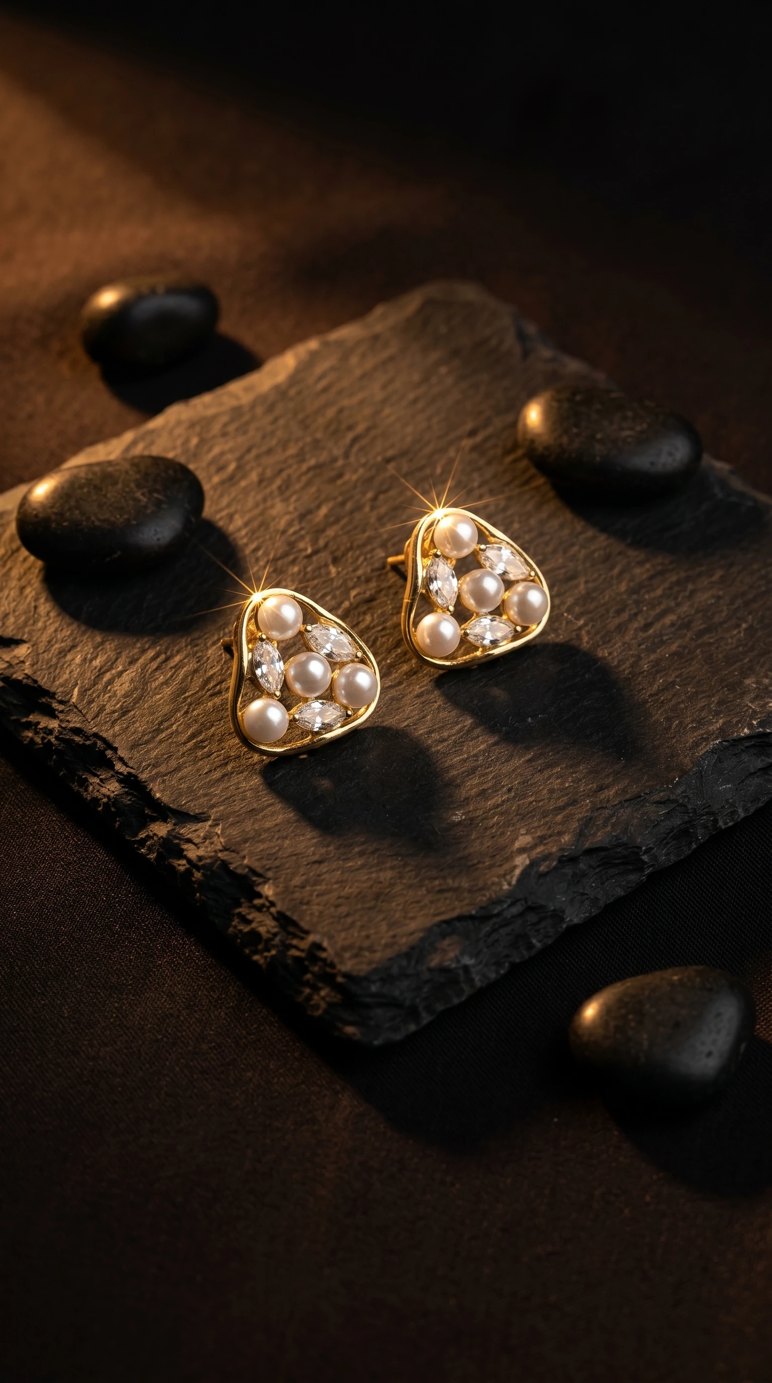 Gold Leaf Vine Studs