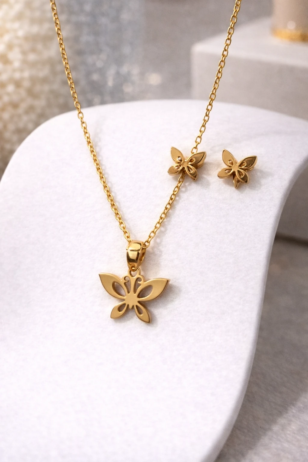 Golden Butterfly Pendant Set