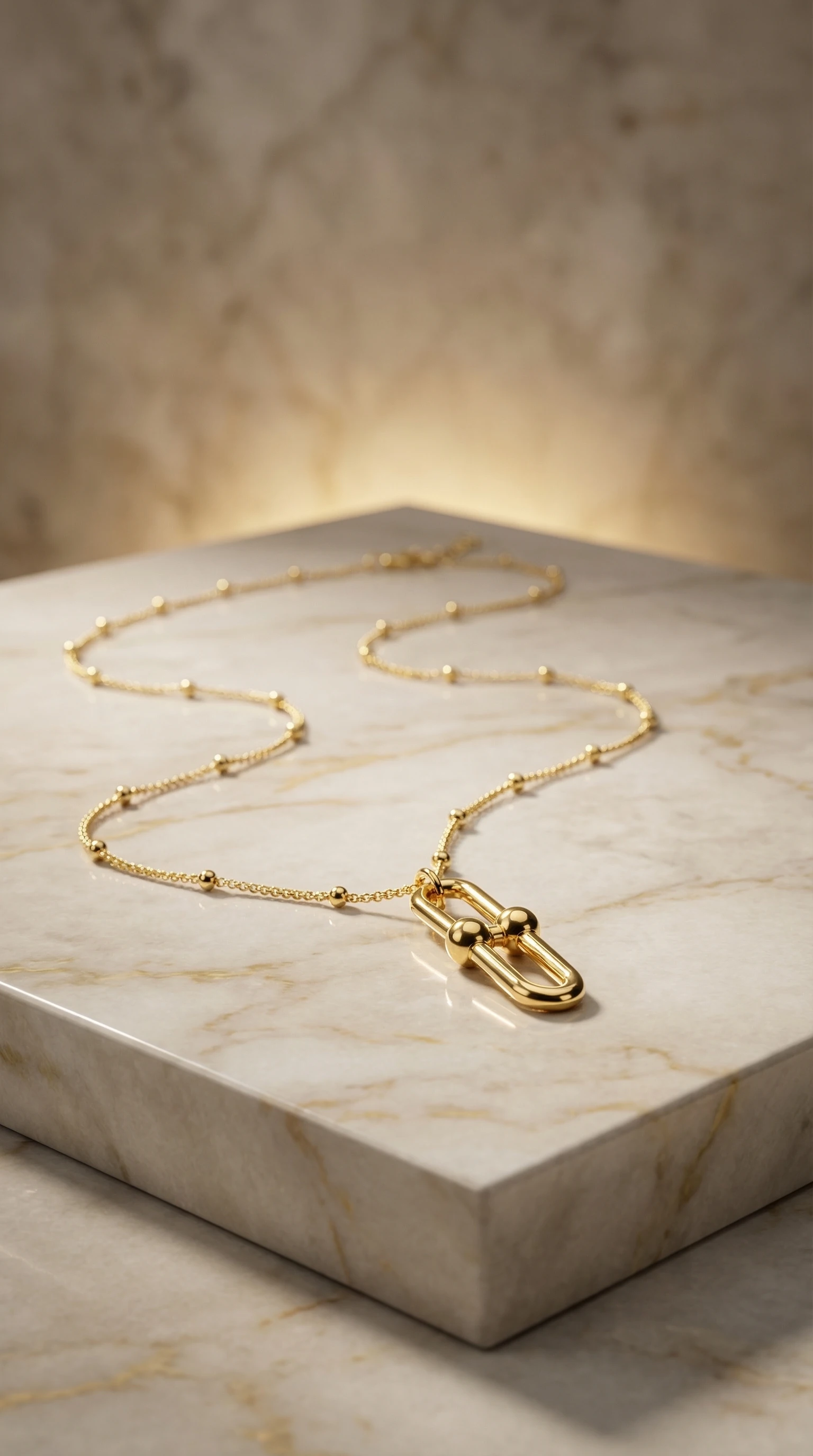 Gold Safety Pin Pendant Necklace