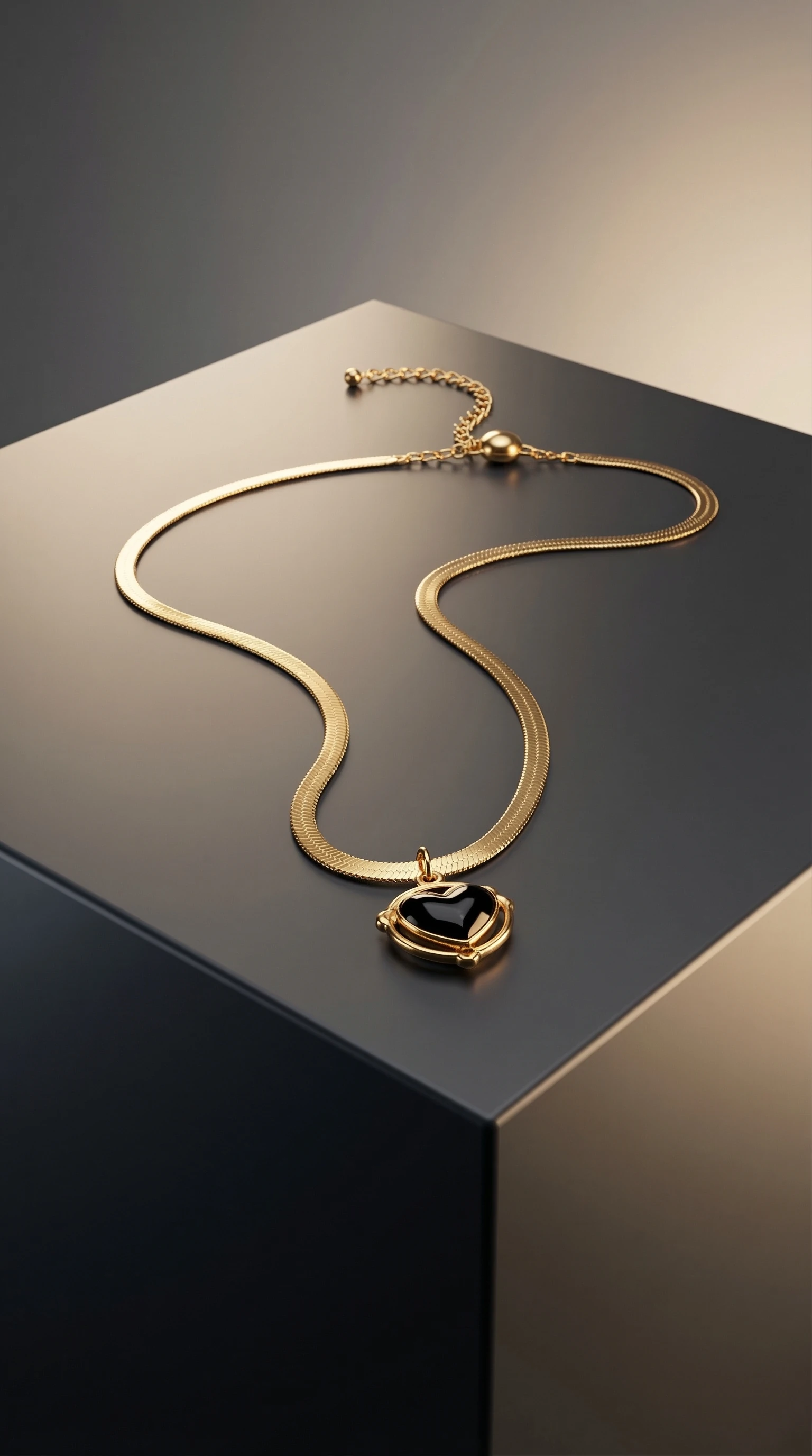 Gold Heart Snake Chain Necklace