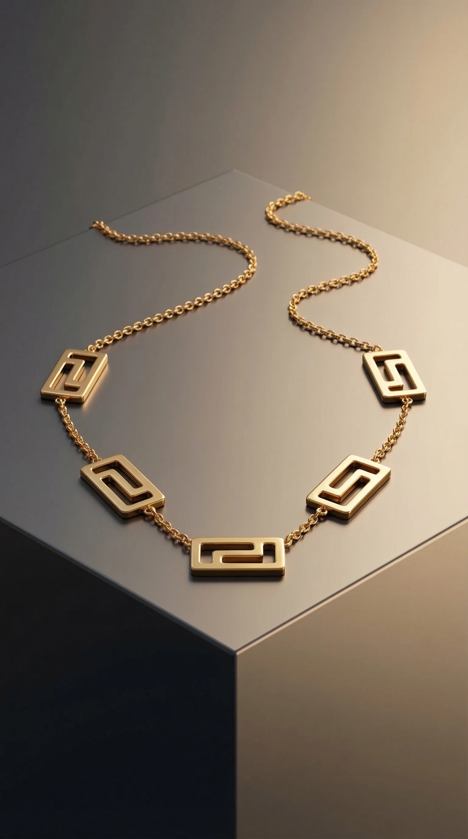 Gold Rectangle Link Necklace