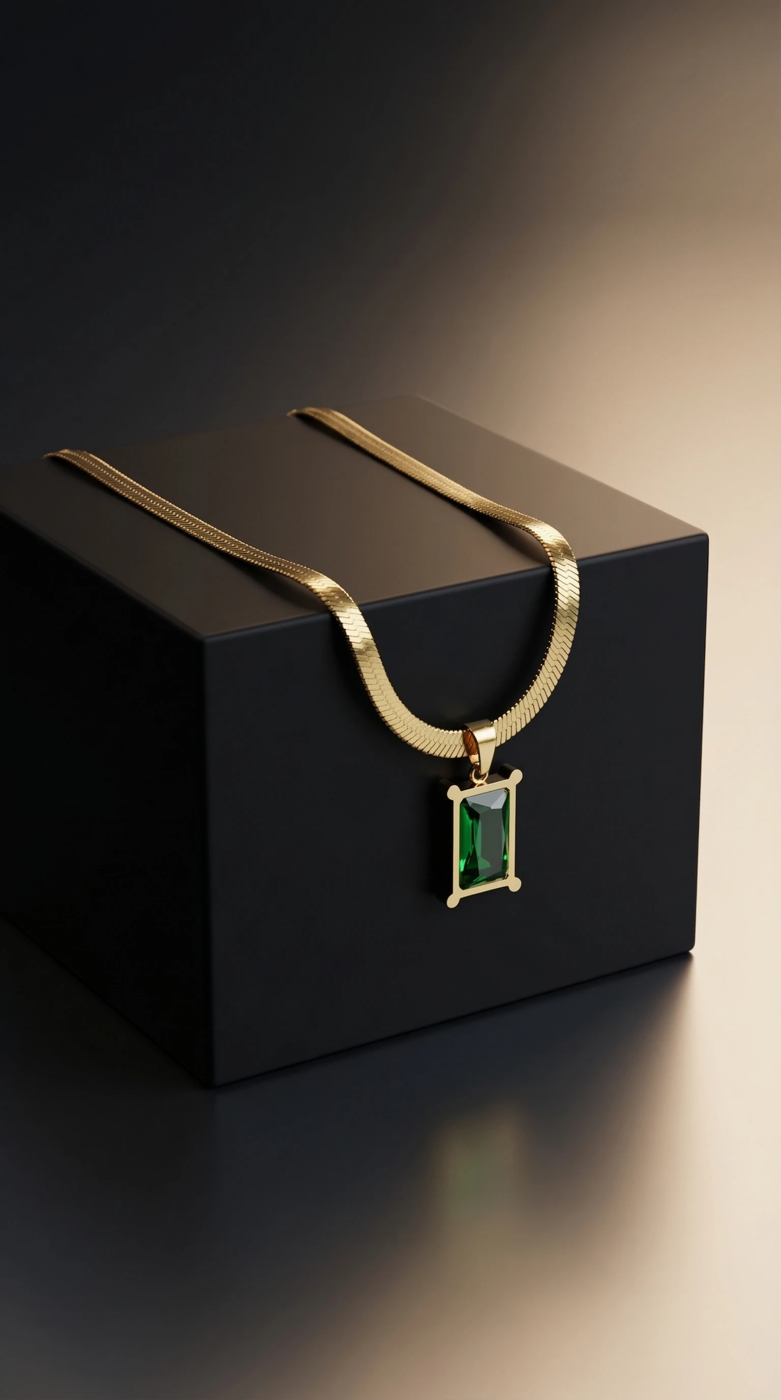 Green Stone Bar Pendant Necklace