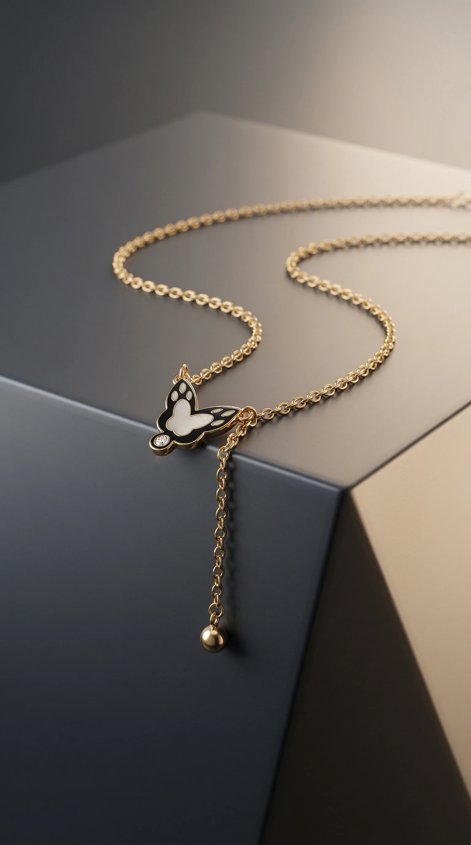 Golden Flutter Butterfly Lariat