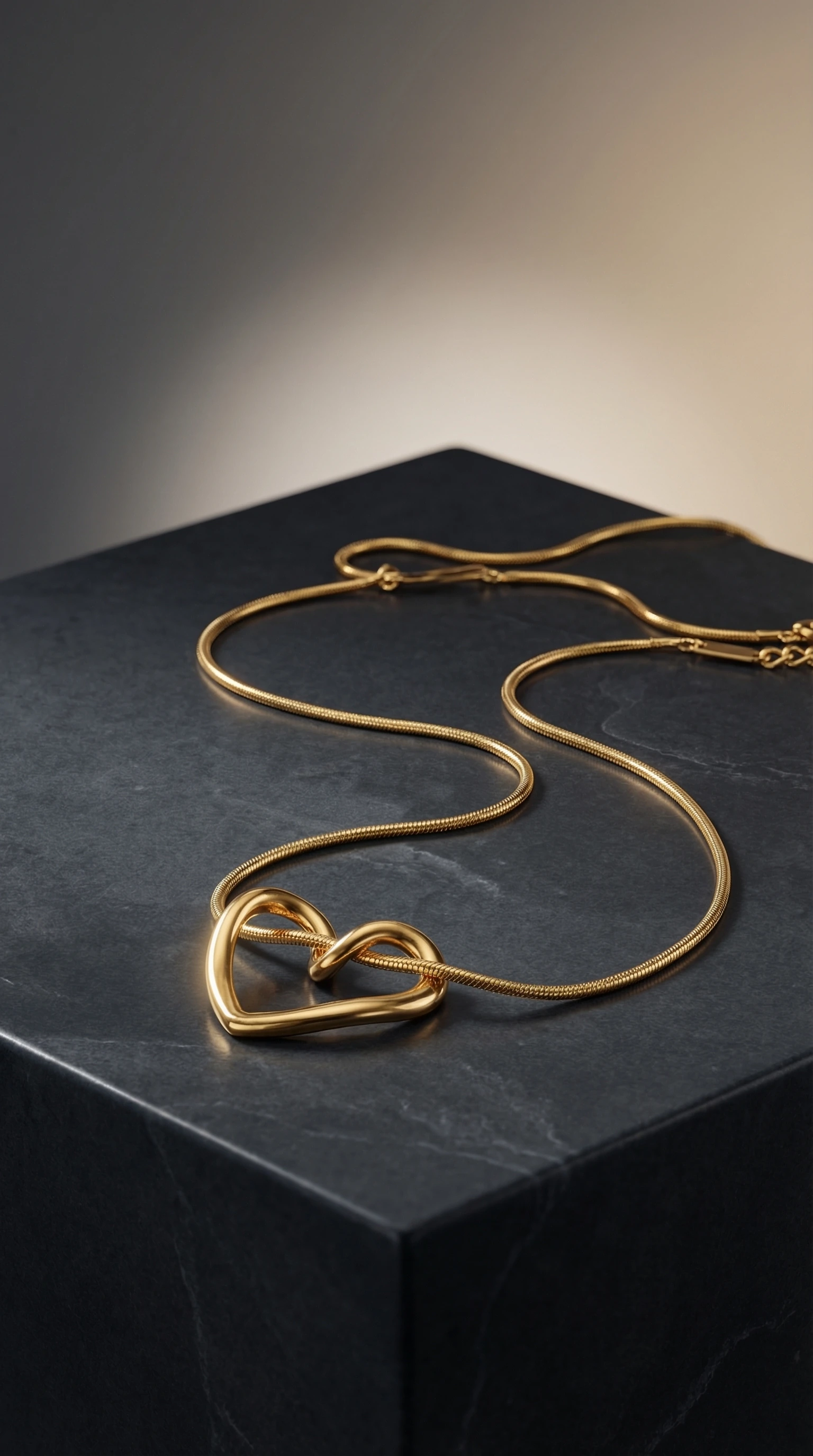 Gold Hollow Heart Necklace