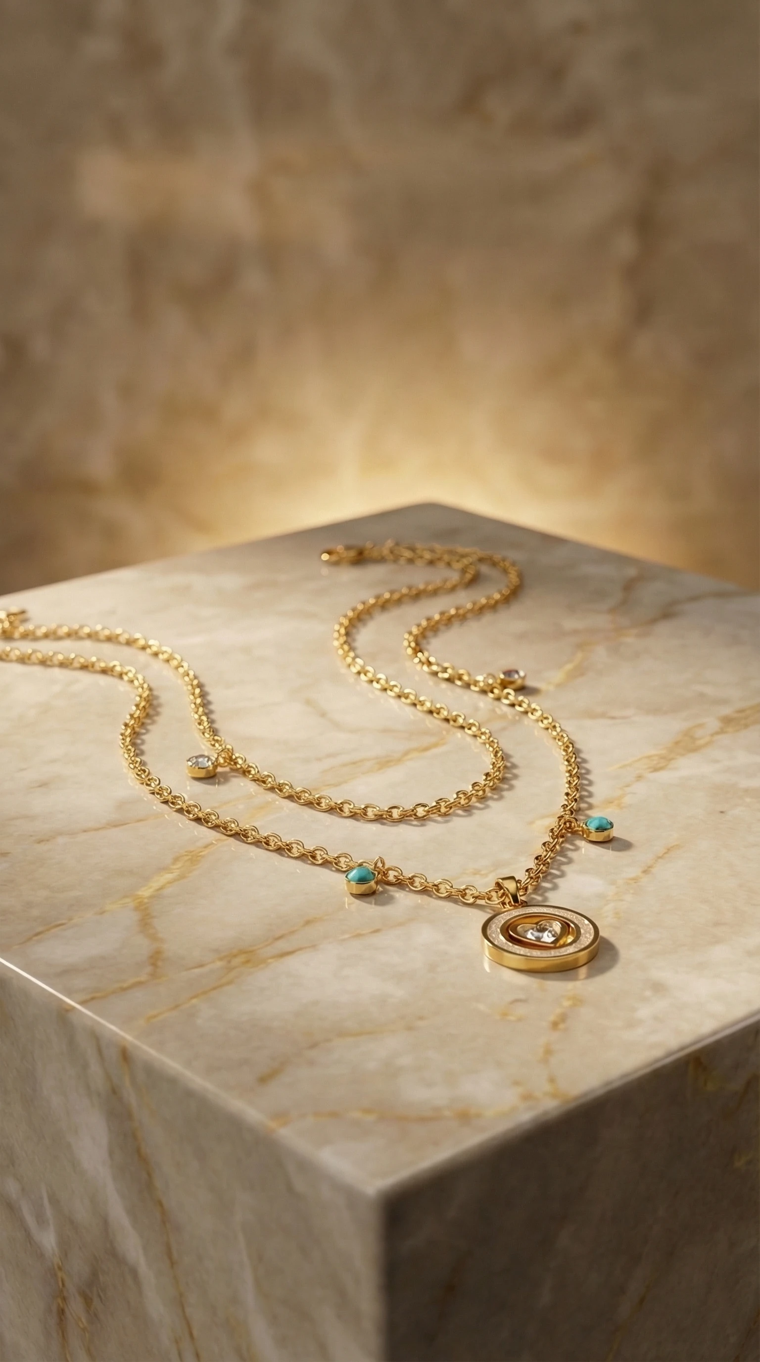Layered Gold Pendant Necklace