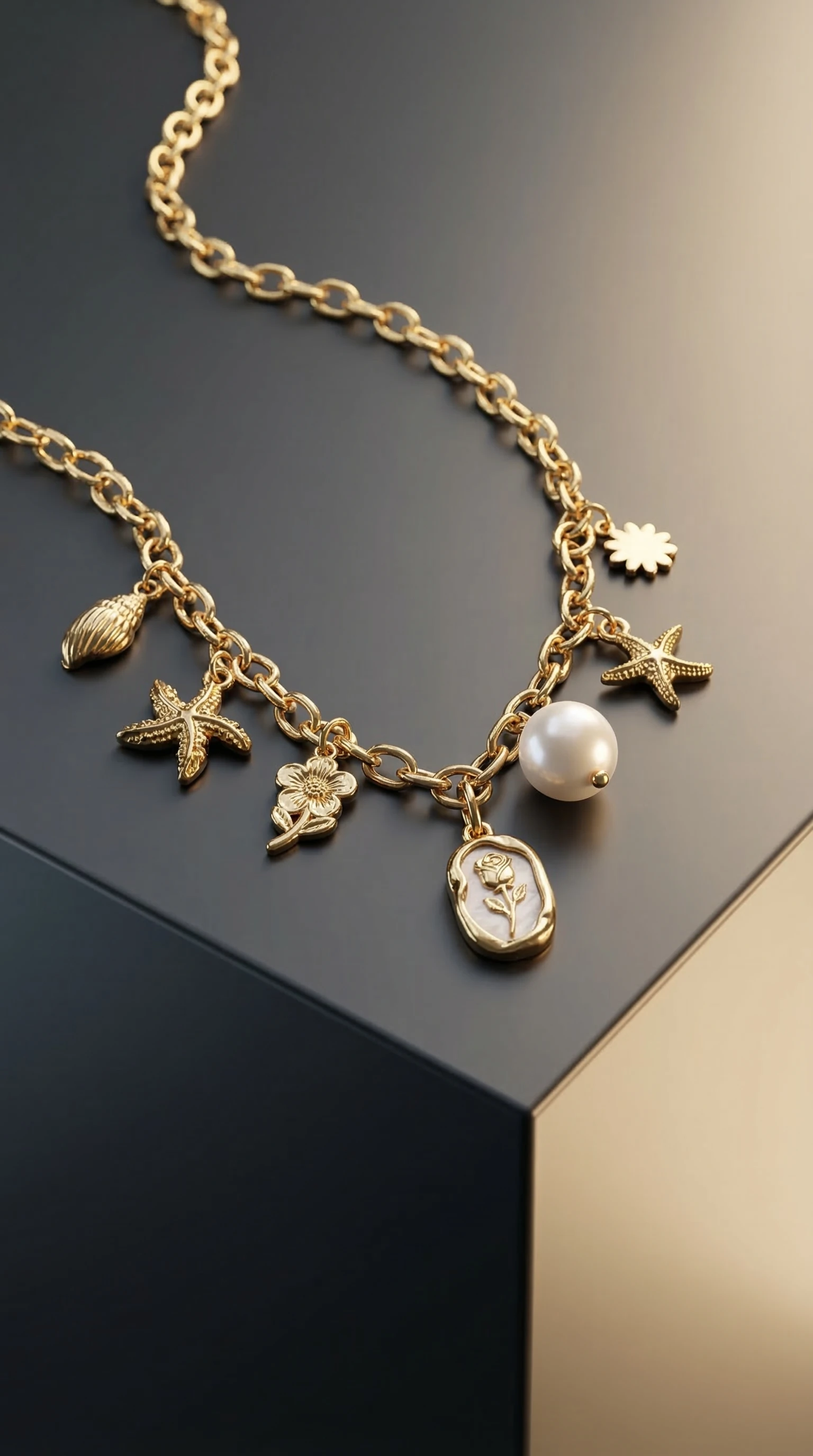 Emerald & Gold Starburst Celestial Necklace