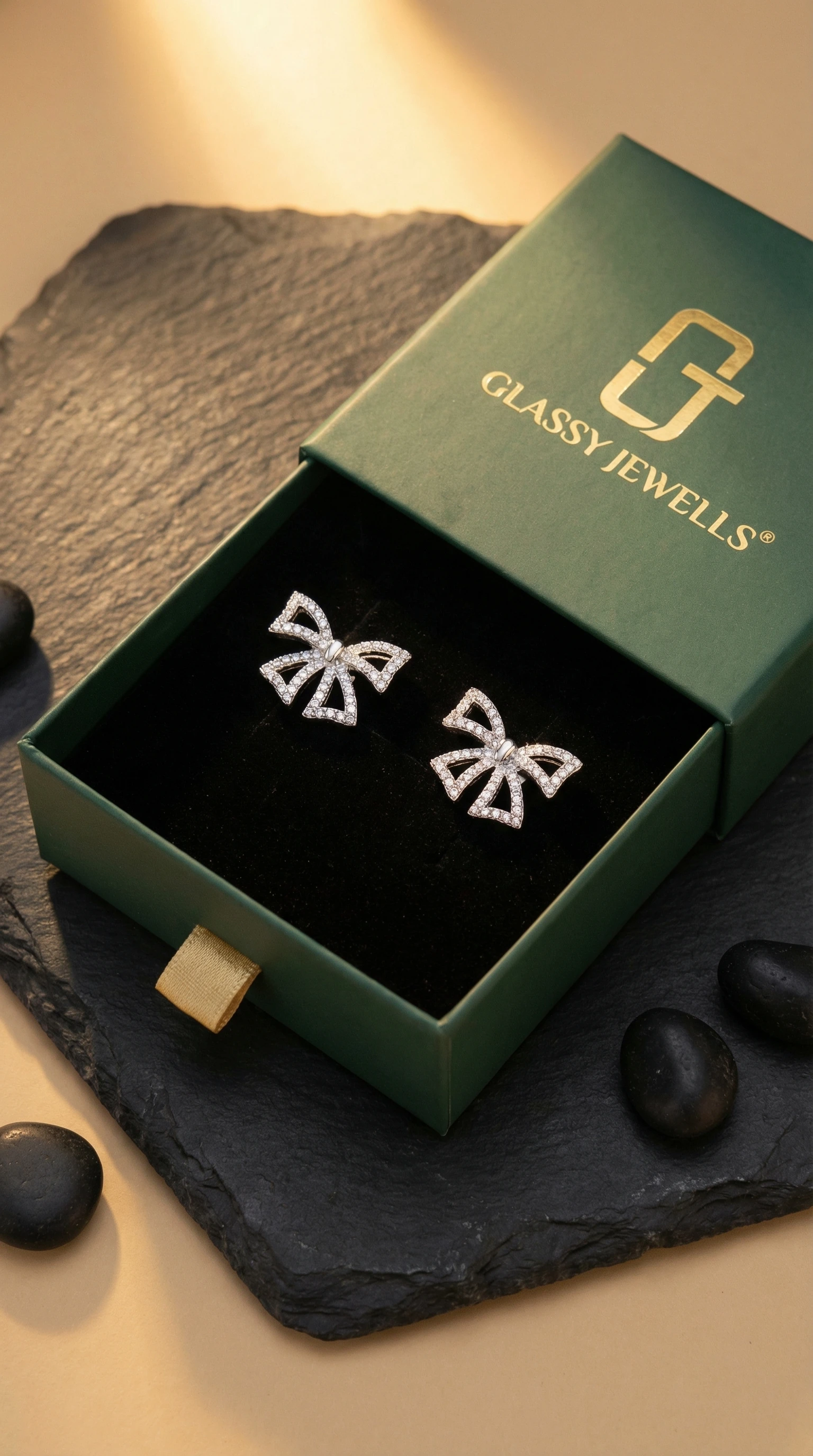 Radiant Ribbon Bow Diamond Party Studs