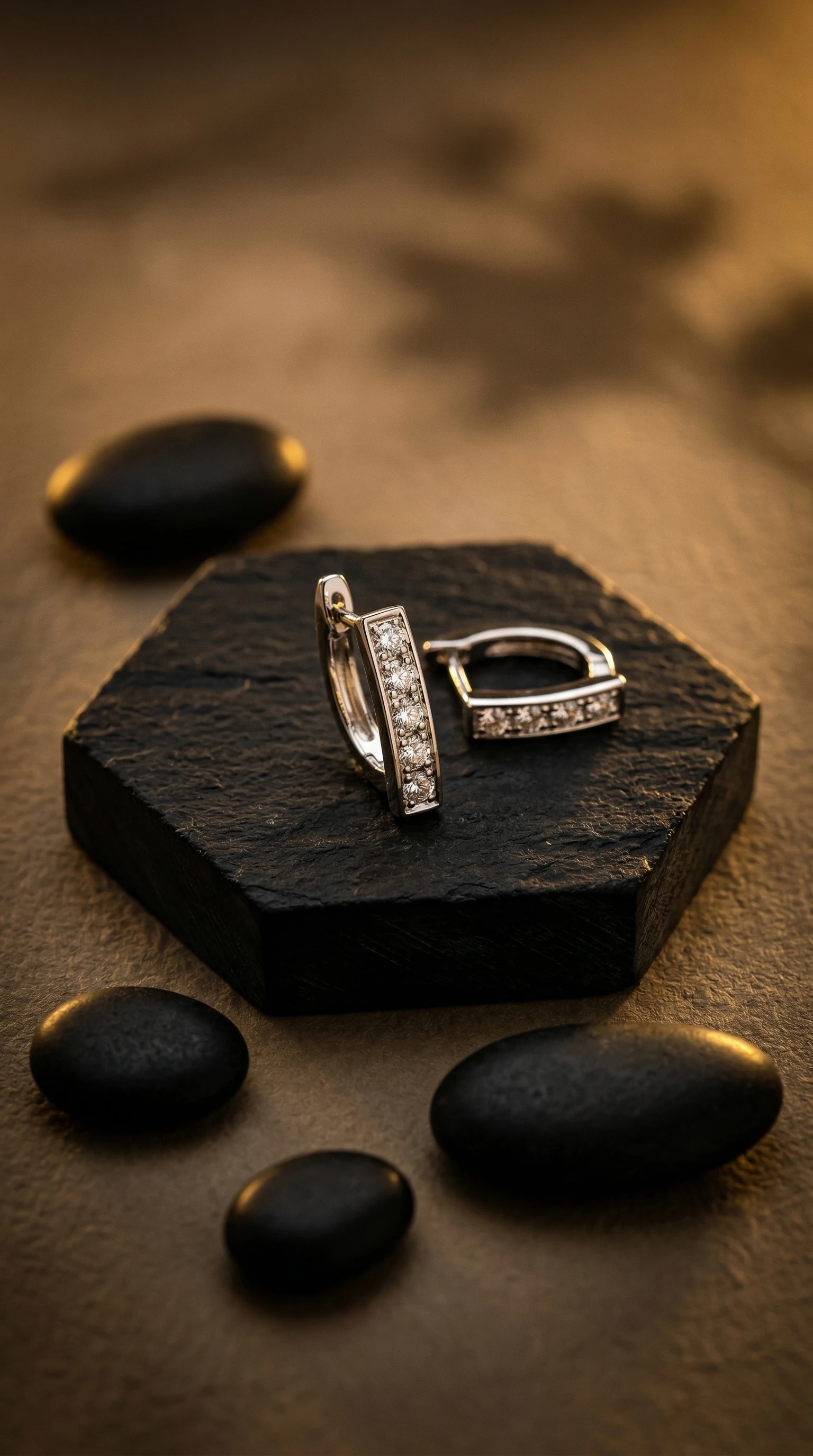 Sterling Silver Paved Huggie Earrings