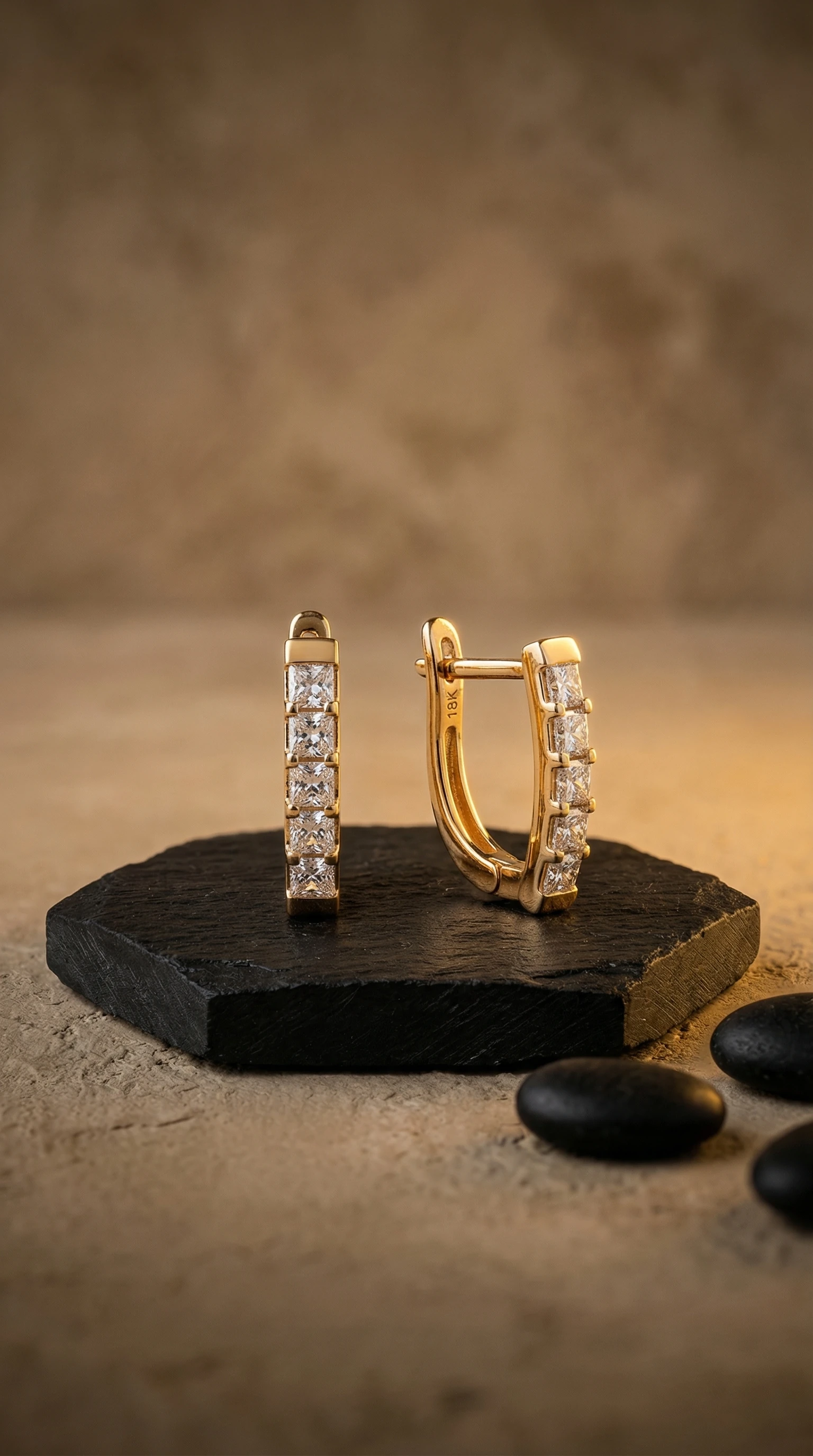 Gold Crystal Pavé Huggie Hoop Earrings