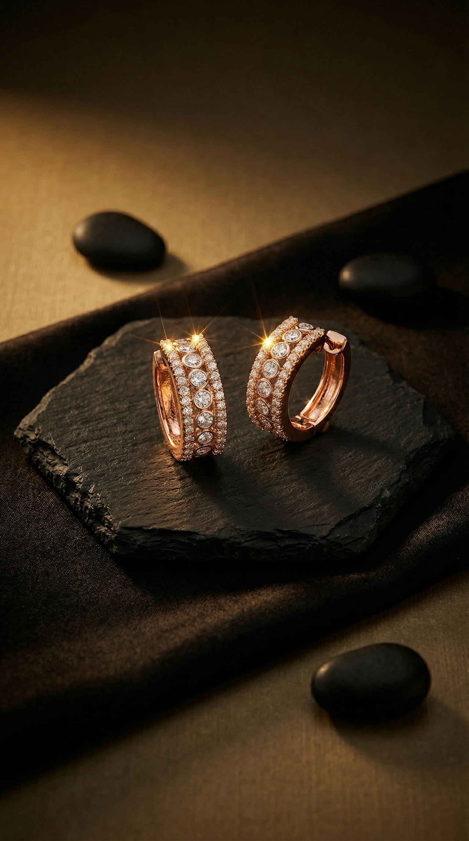Gold Crystal Hoop Earrings