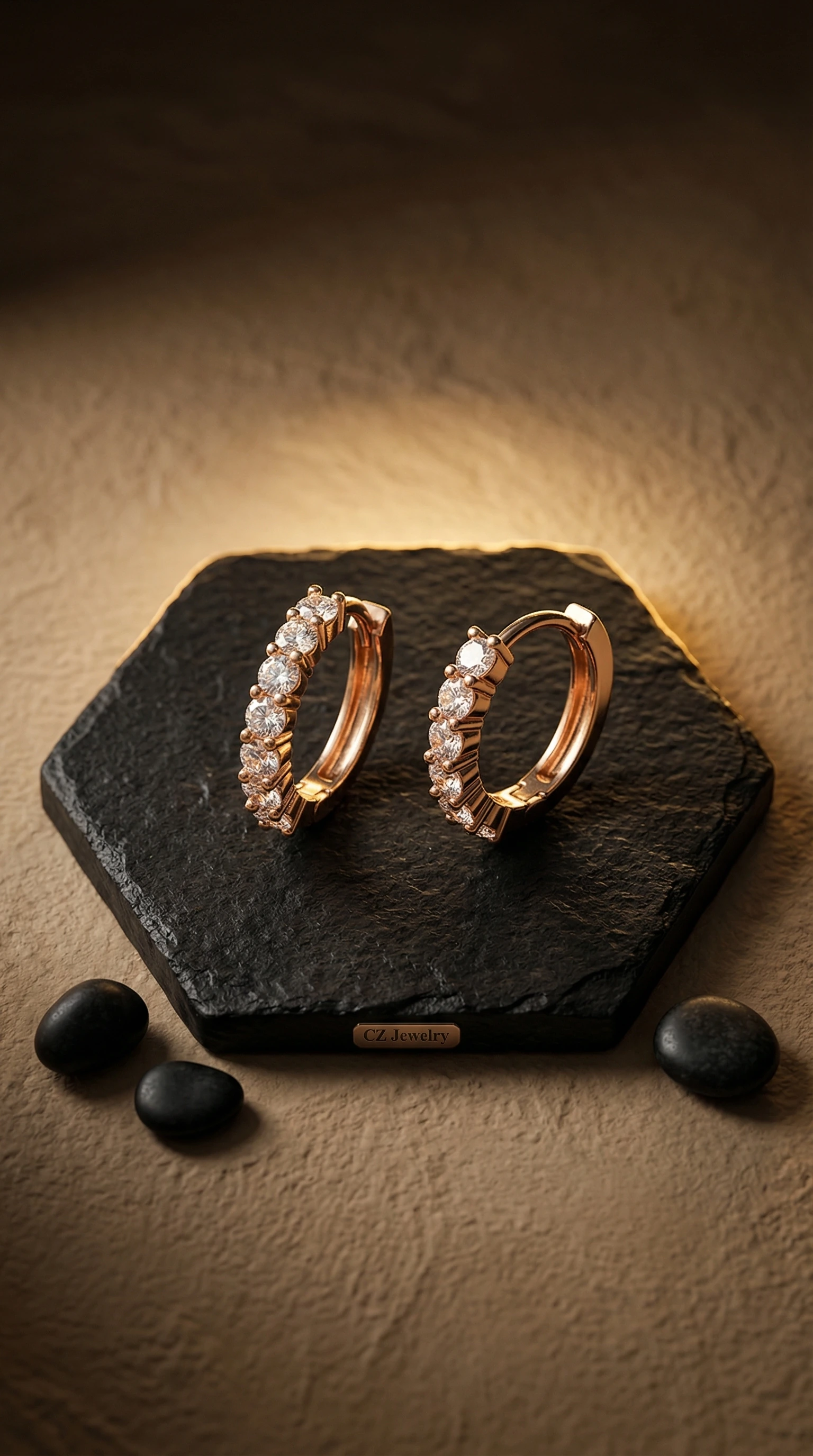 Gold Pavé Petite Huggie Earrings