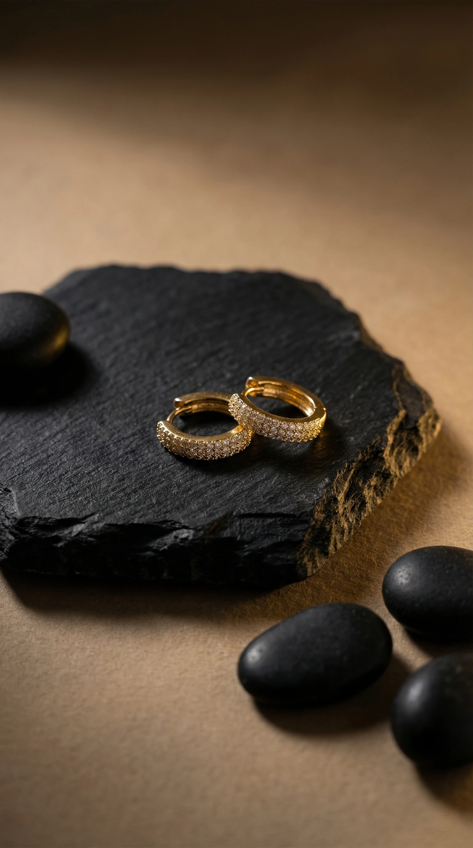 Gold Pavé Huggie Hoop Earrings