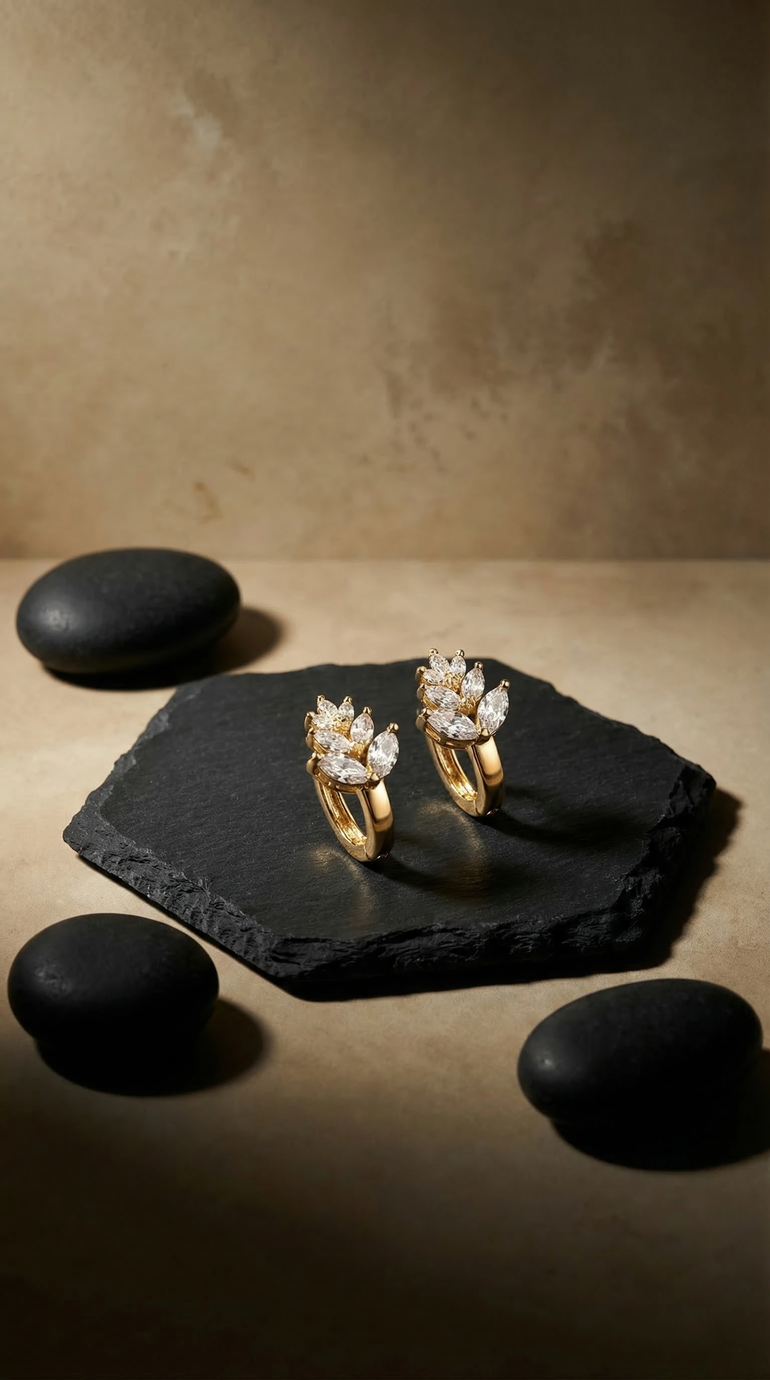 Gold Floral Cluster Huggie Earrings