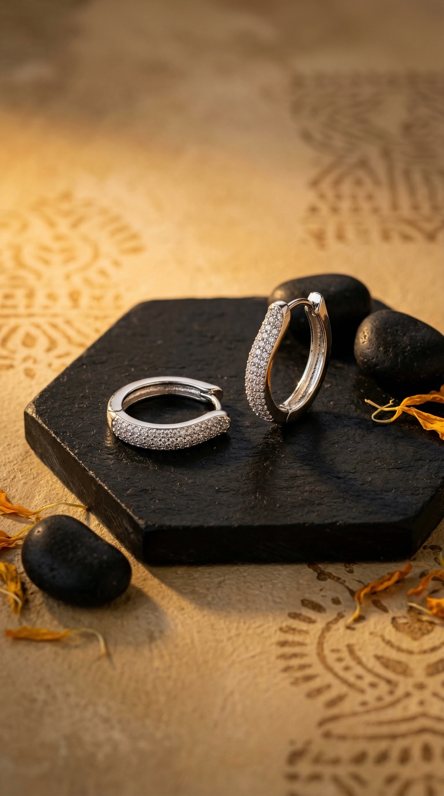 Crescent Moon Zircon Stud Earrings