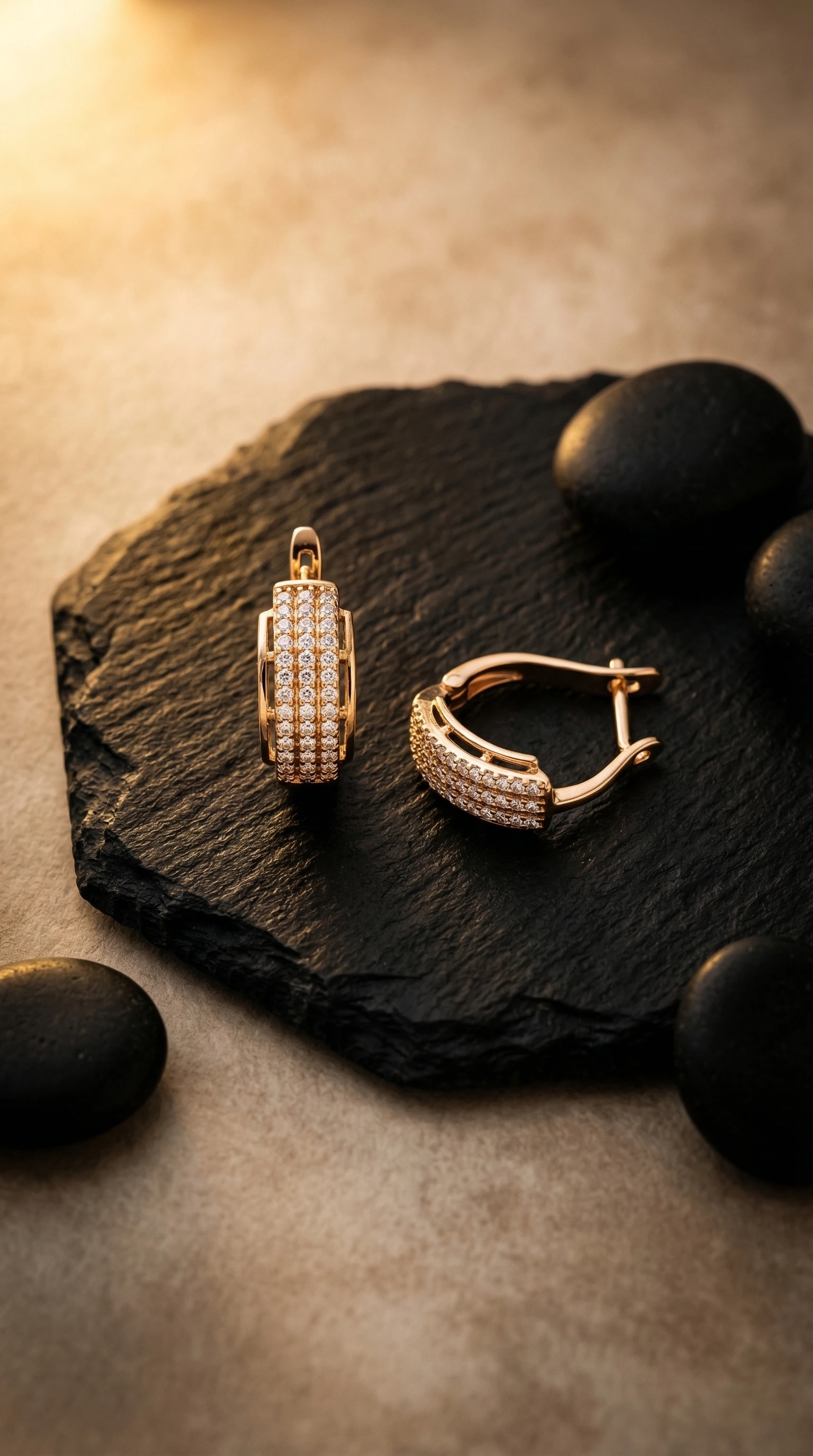 Triple Row Sparkle Hoop Earrings