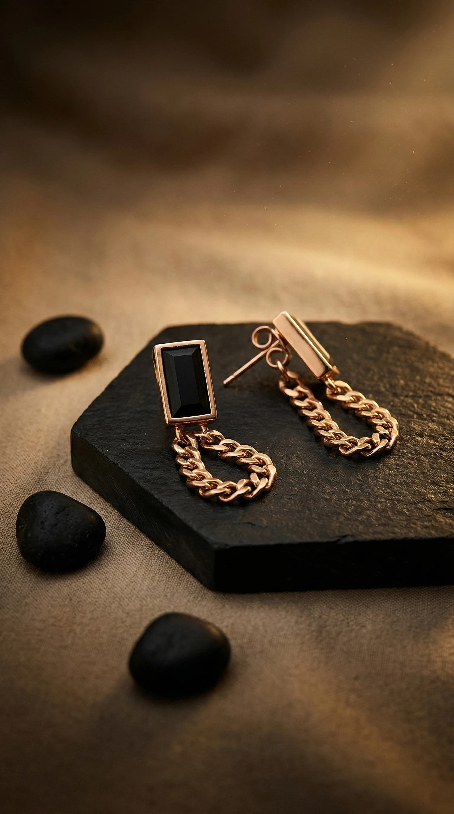 Black Bar Drop Anti-Tarnish Earrings